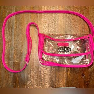 Pink, Silver, and Clear Crossbody Bag